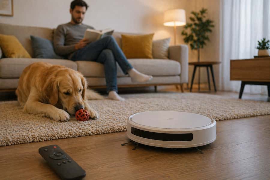 robot aspirador sin wifi con mando y control manual en casa